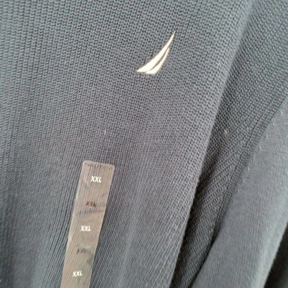 Nautica blue long sleeve sweater mens size XXL white trim cotton blend NEW - Picture 6 of 11